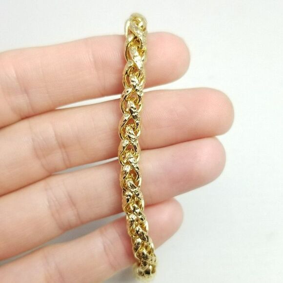 Vintage Gold Tone Chain Bracelet, 7 Inches Long, Unsigned, Stacking Minimal - Picture 3 of 8